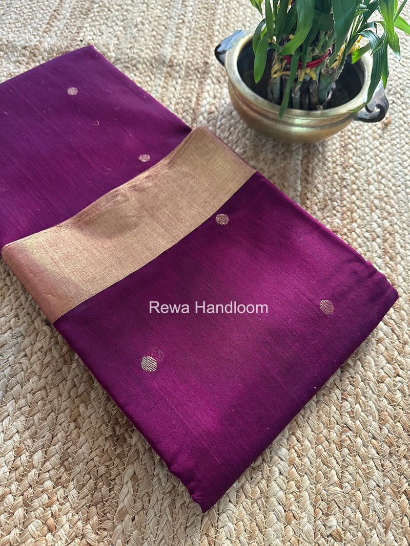 Wine Chanderi Butta Zari Border Saree BSC014