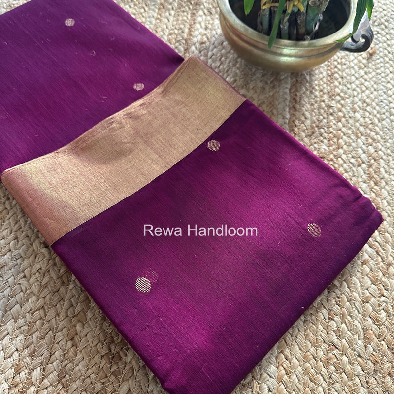 Wine Chanderi Butta Zari Border Saree BSC014