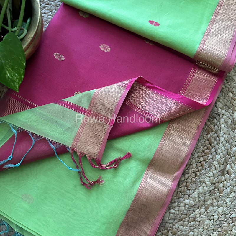 Parrot Green Motifs ~ Maheshwari Saree-SBT027