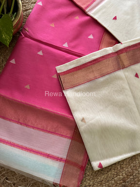  White Motifs ~ Maheshwari Saree-SBT026