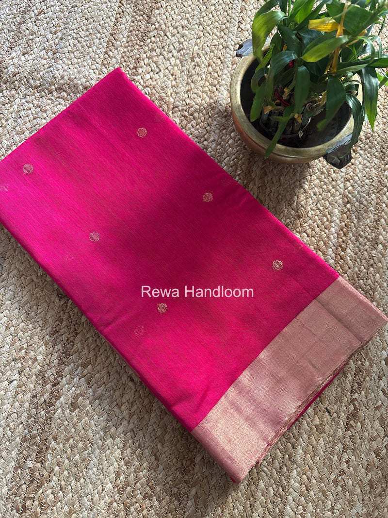 Rani Pink Chanderi Butta Silk Saree BSC022