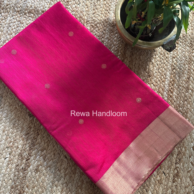 Rani Pink Chanderi Butta Silk Saree BSC022