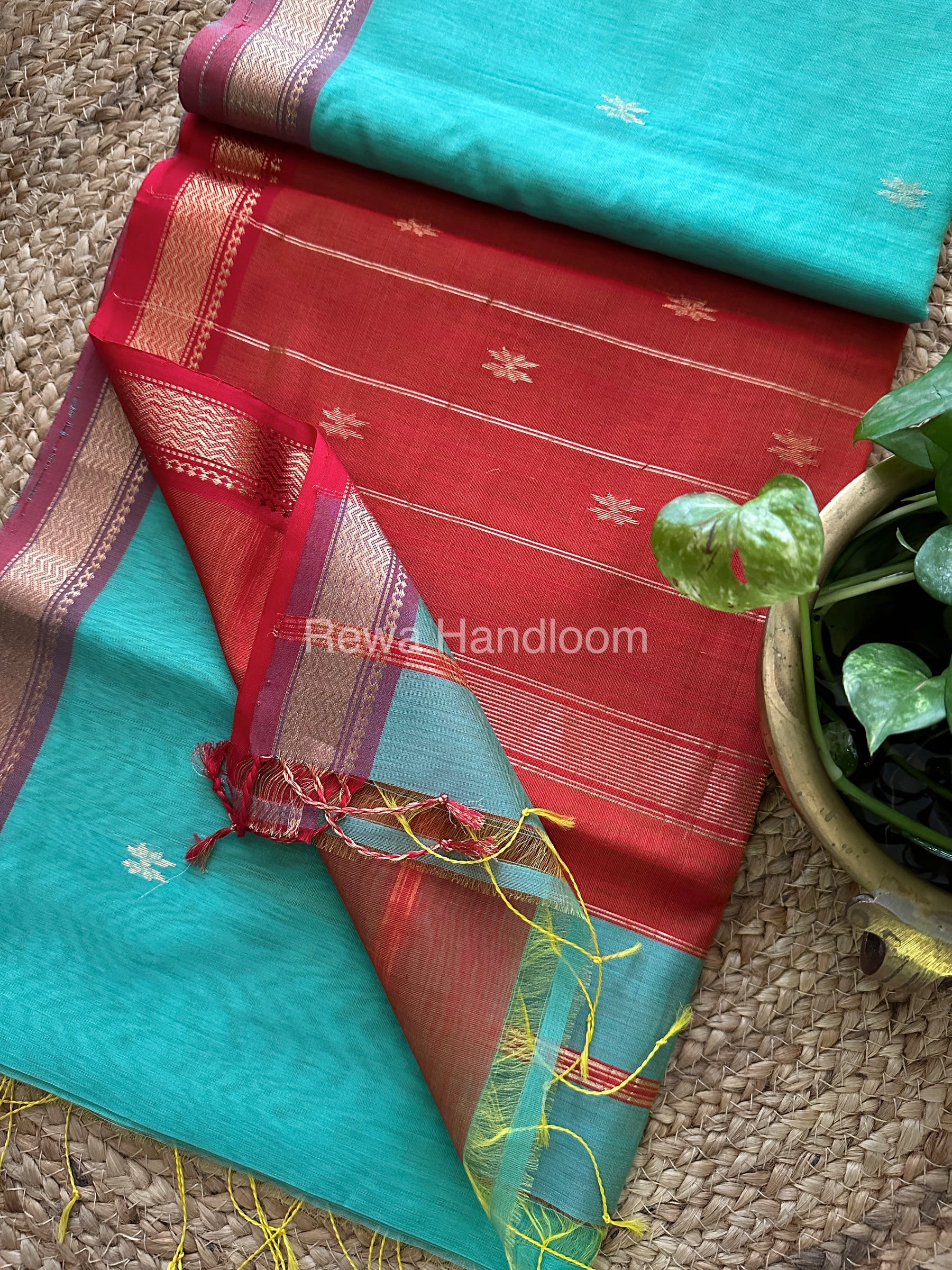 Sky Blue Motifs ~ Maheshwari Saree-SBT025