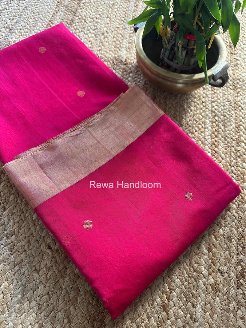 Rani Pink Chanderi Butta Silk Saree BSC022