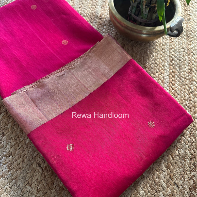 Rani Pink Chanderi Butta Silk Saree BSC022