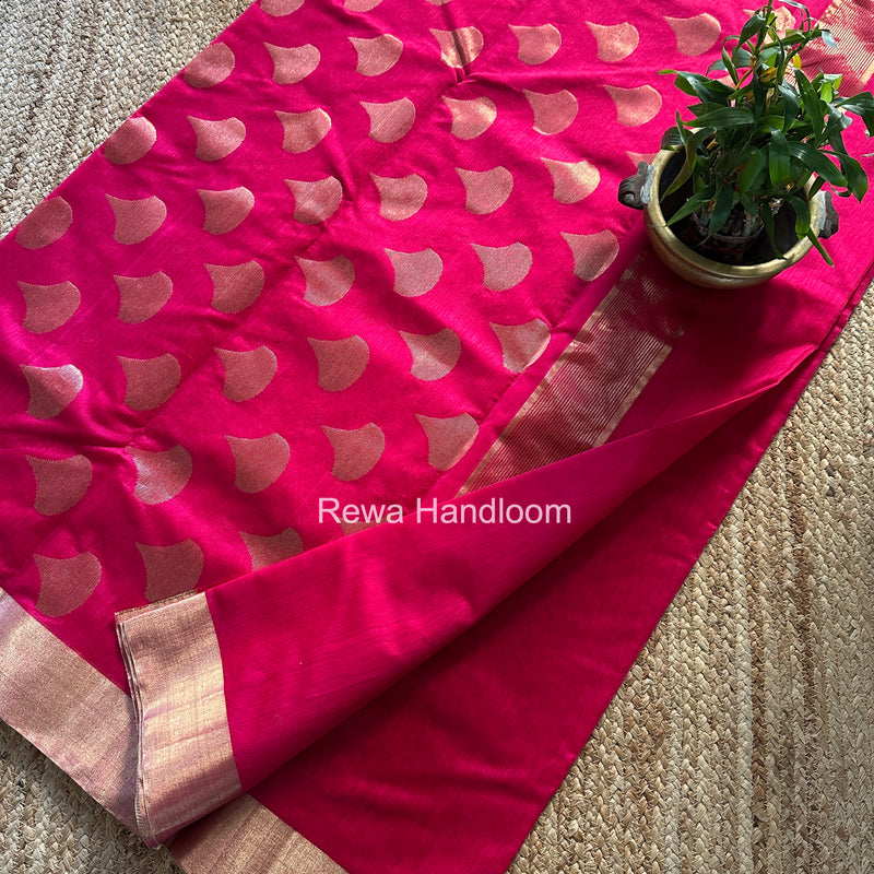 Rani Pink Chanderi Butta Silk Saree BSC022