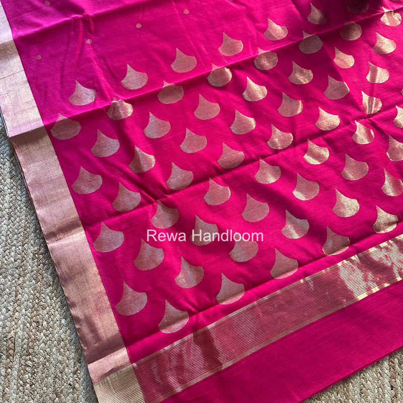 Rani Pink Chanderi Butta Silk Saree BSC022