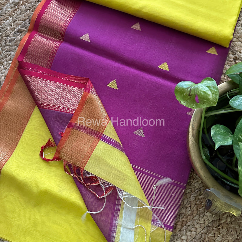 Yellow Motifs ~ Maheshwari Saree-SBT024