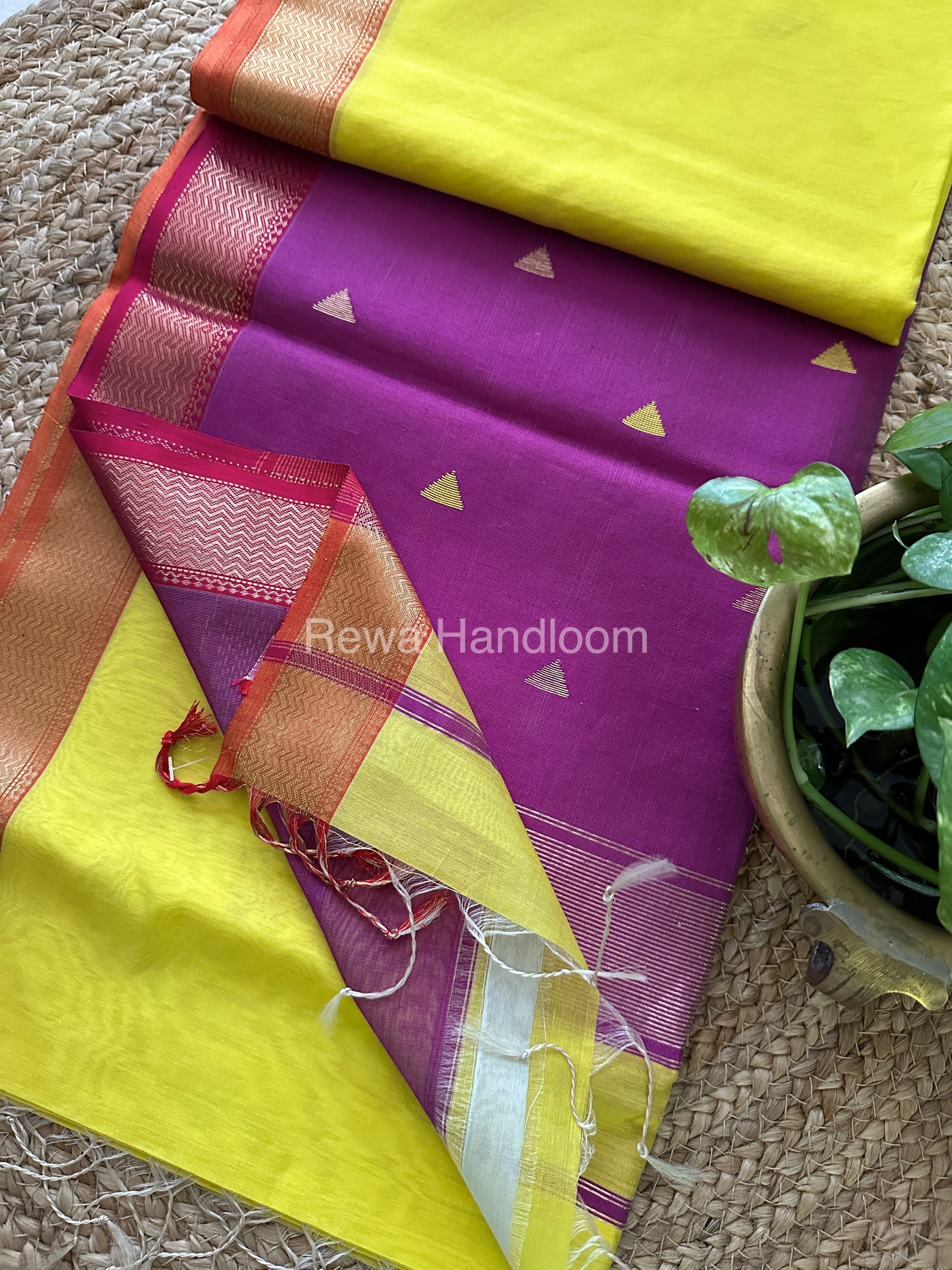 Yellow Motifs ~ Maheshwari Saree-SBT024