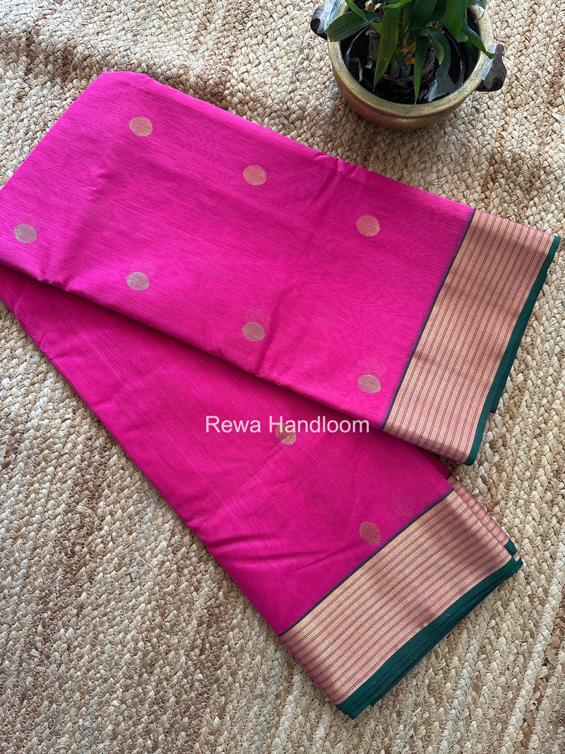 Chanderi Butta Zari Border Saree