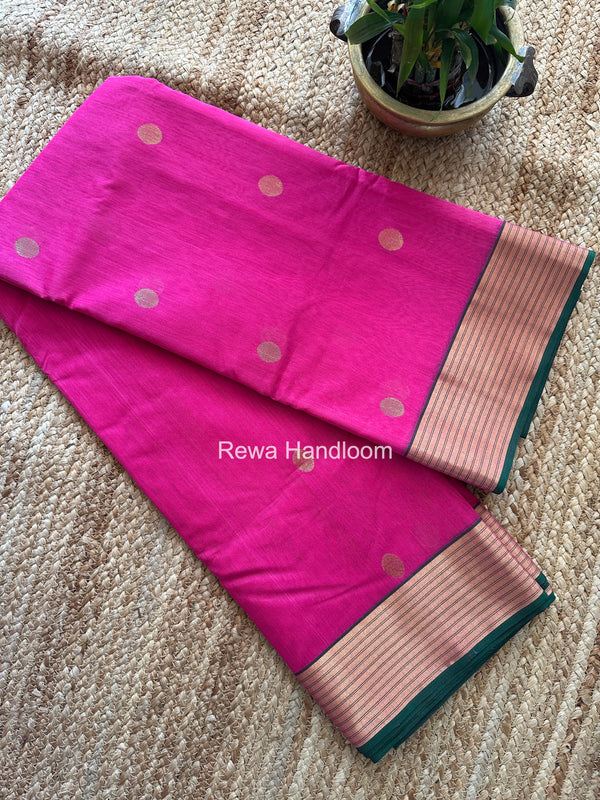 Chanderi Butta Zari Border Saree