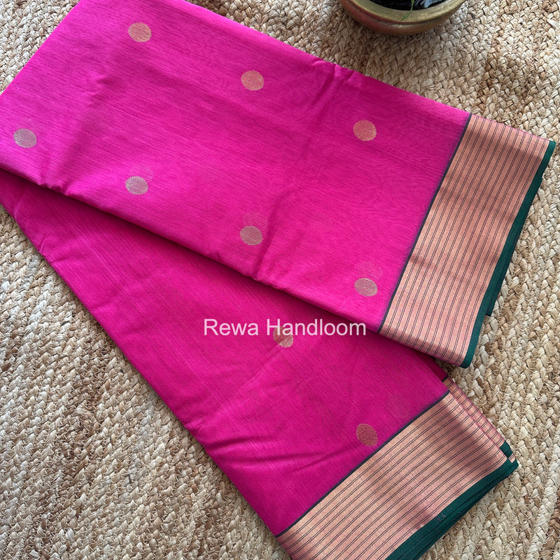 Chanderi Butta Zari Border Saree