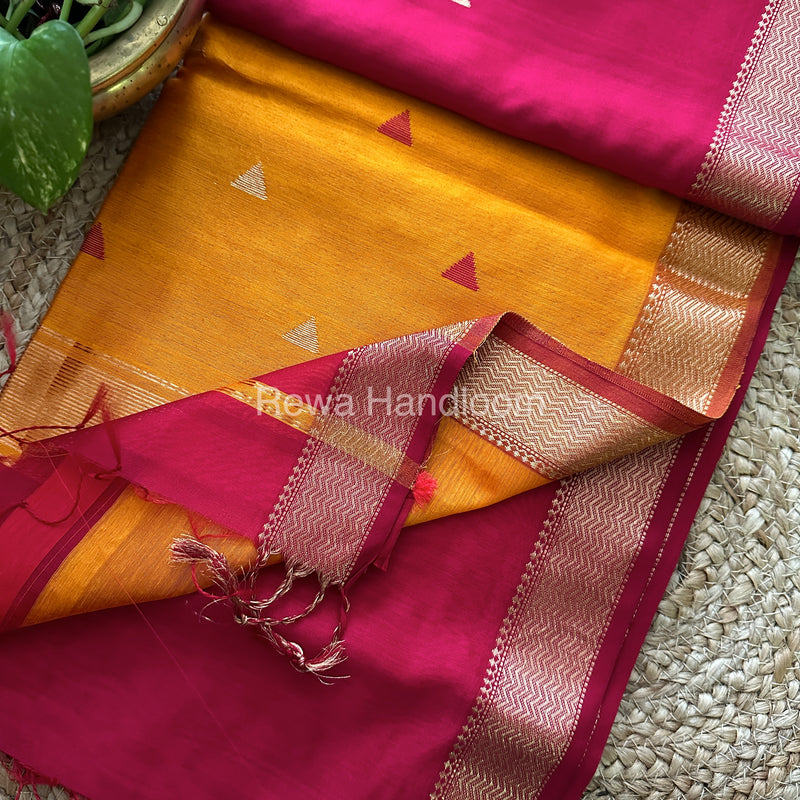 Magenta Pink Motifs ~ Maheshwari Saree-SBT023