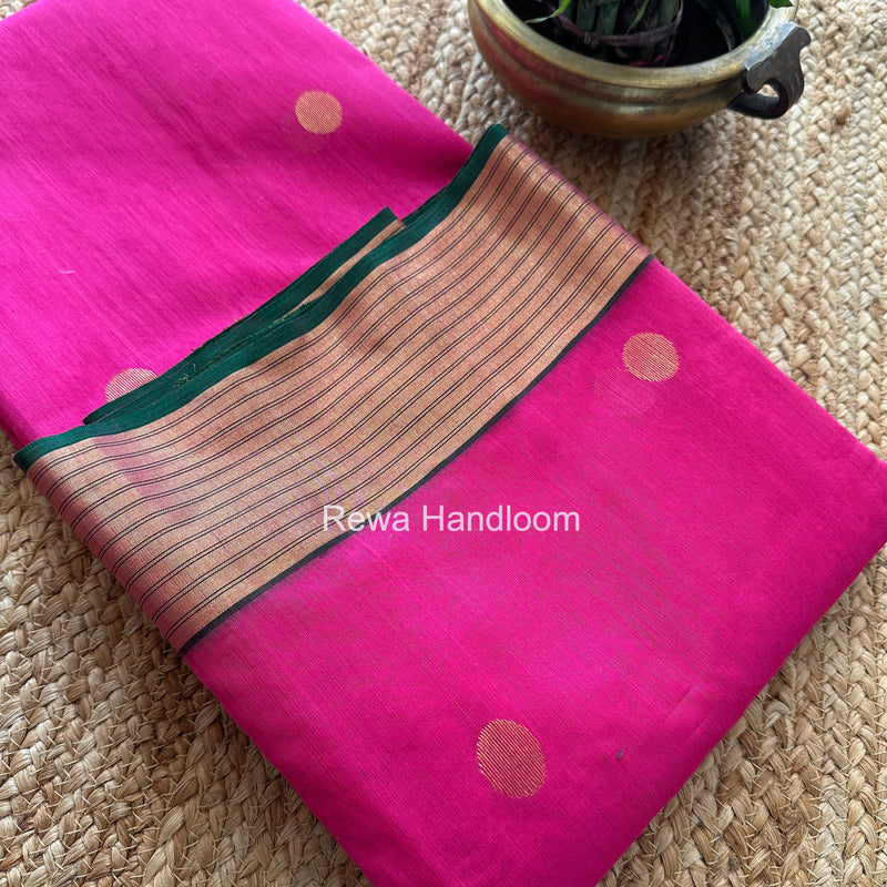 Magenta Chanderi Butta Zari Border Saree BSC03