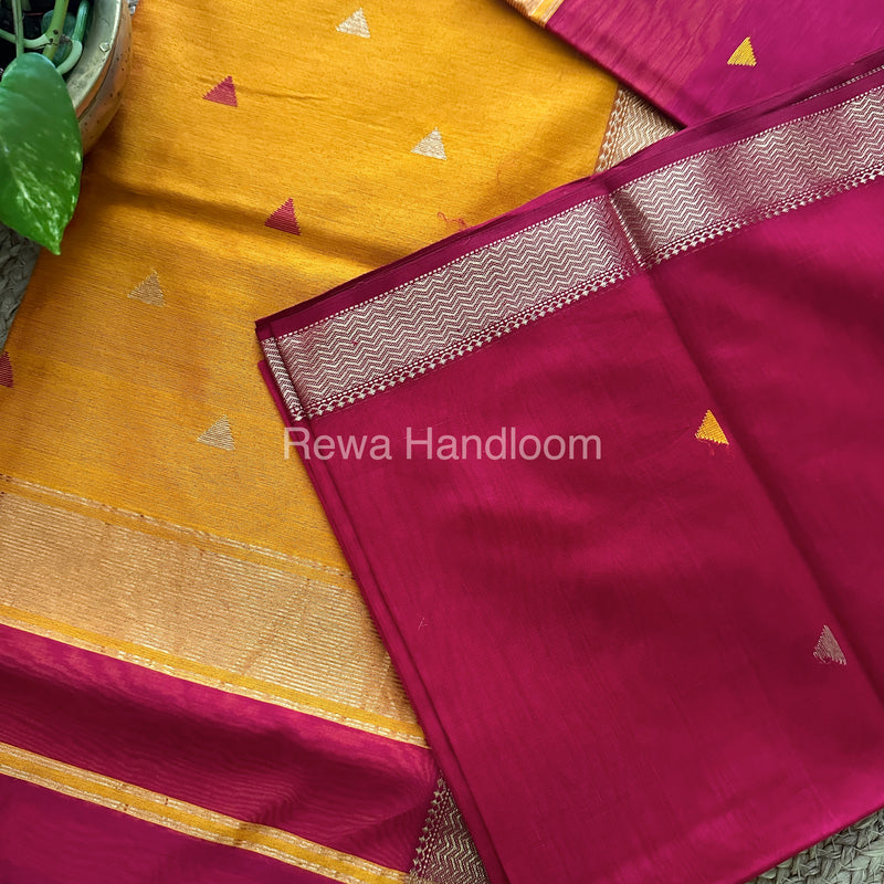Magenta Pink Motifs ~ Maheshwari Saree-SBT023