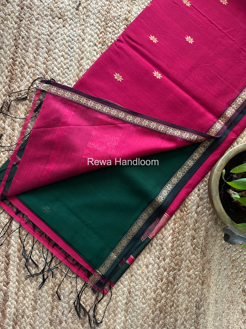 Green Star Butti Maheshwari Saree SSB039