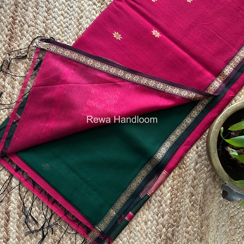 Green Star Butti Maheshwari Saree SSB039