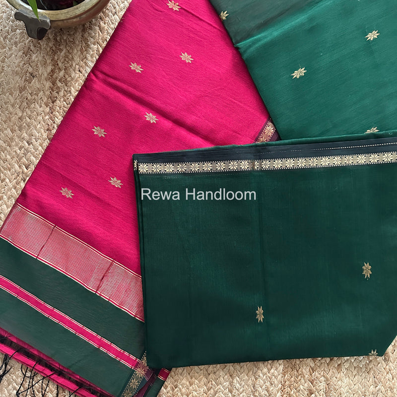 Green Star Butti Maheshwari Saree SSB039