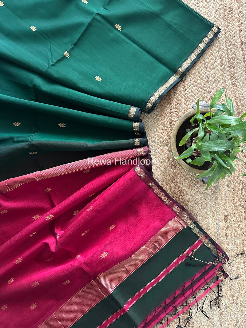 Green Star Butti Maheshwari Saree SSB039