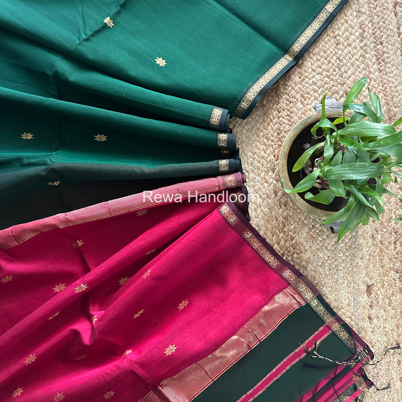 Green Star Butti Maheshwari Saree SSB039