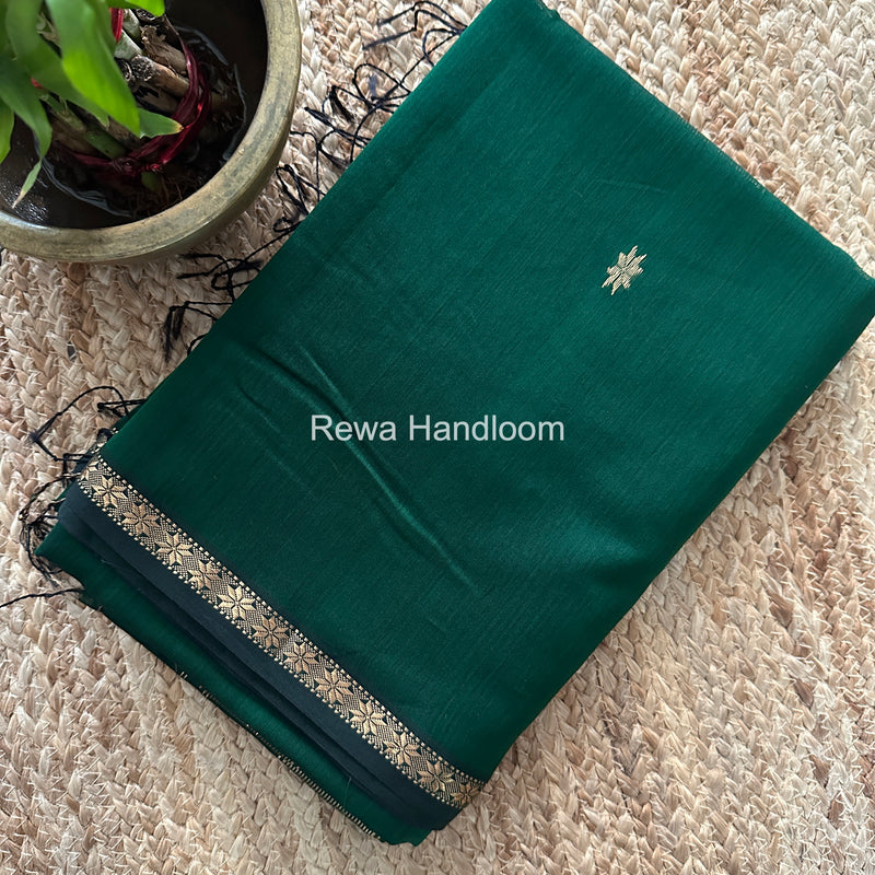 Bottle Green Star Butti Maheshwari Saree SSB032