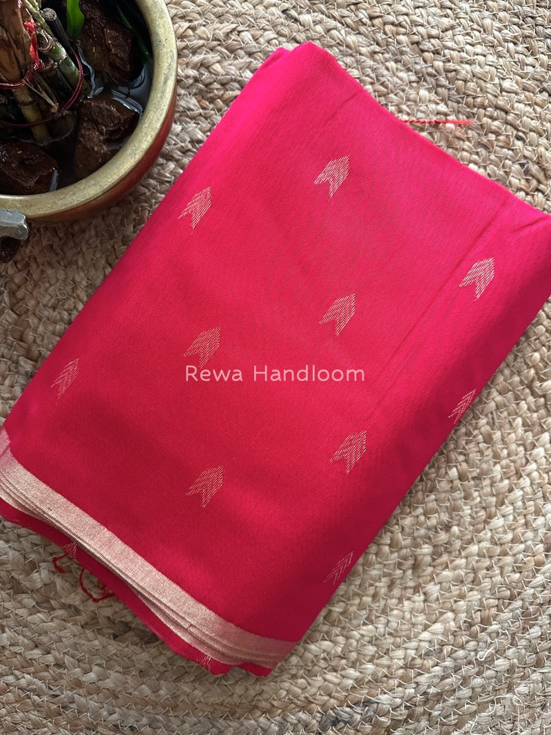 Rani Pink Zari Butti Maheshwari Saree VBS037
