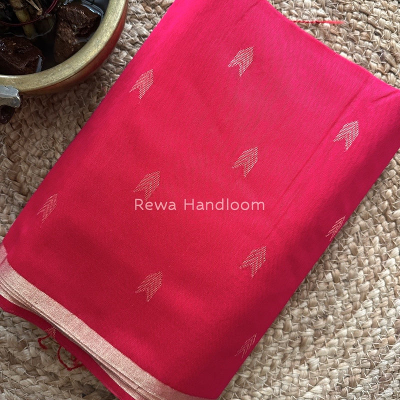 Rani Pink Zari Butti Maheshwari Saree VBS037