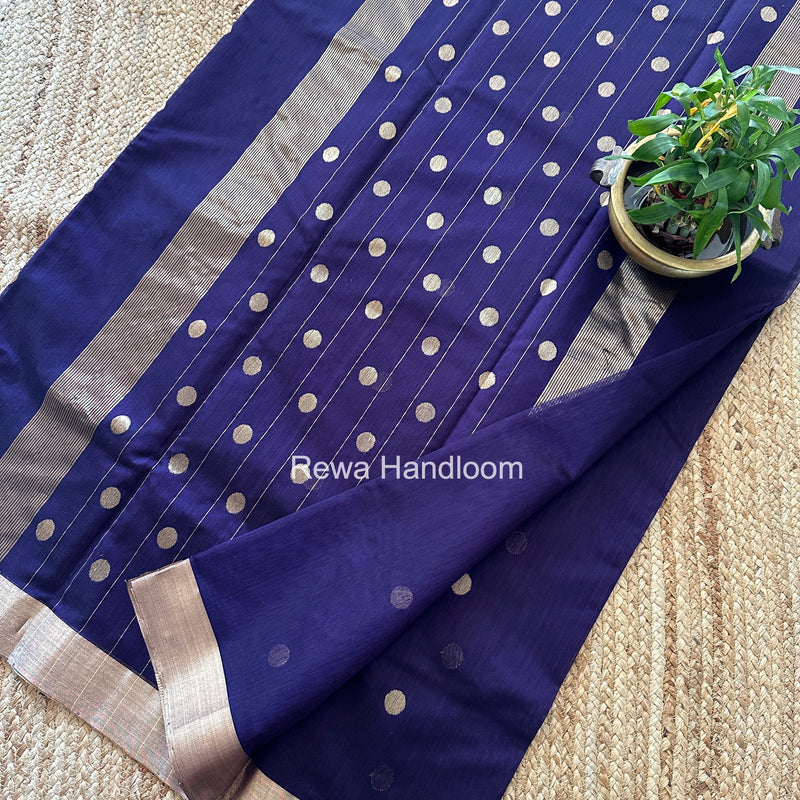 Purple Chanderi Butta Zari Border Saree BSC08