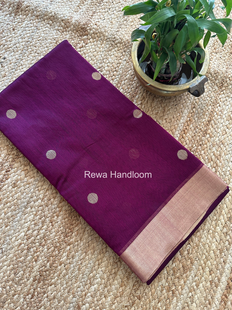 Wine Chanderi Butta Zari Border Saree BSC02
