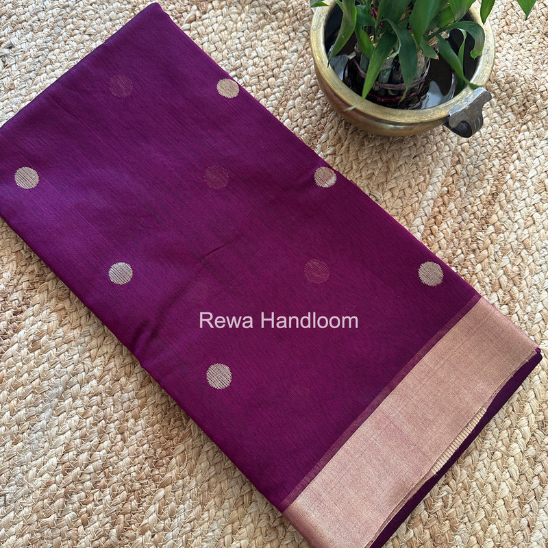 Wine Chanderi Butta Zari Border Saree BSC02