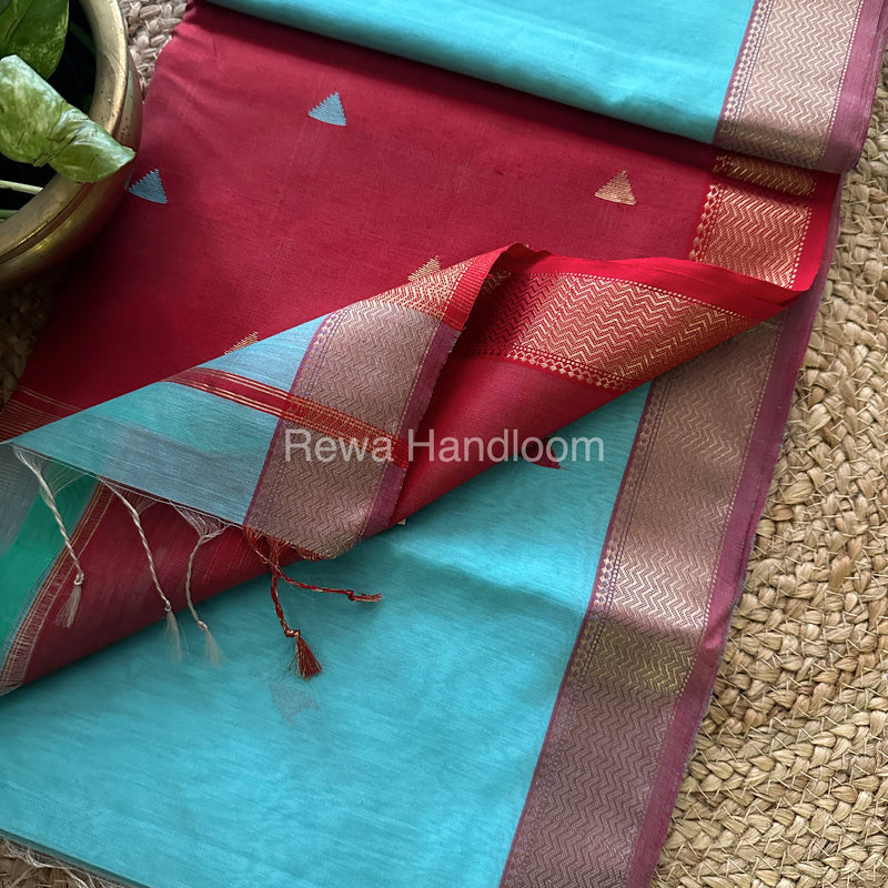 Sky Blue Motifs ~ Maheshwari Saree-SBT034