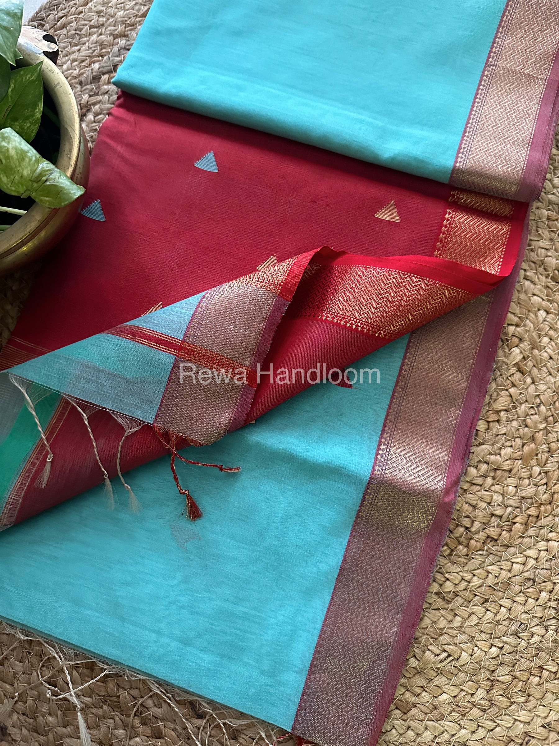 Sky Blue Motifs ~ Maheshwari Saree-SBT034