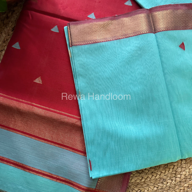 Sky Blue Motifs ~ Maheshwari Saree-SBT034