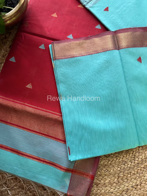 Sky Blue Motifs ~ Maheshwari Saree-SBT034