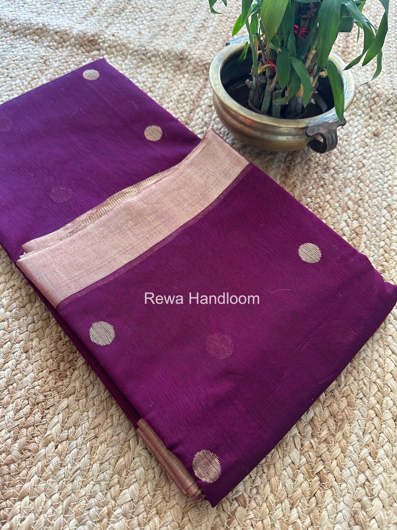 Wine Chanderi Butta Zari Border Saree BSC02