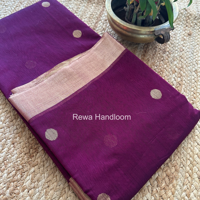 Wine Chanderi Butta Zari Border Saree BSC02