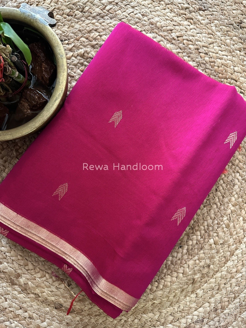 Dark Pink Zari Butti Maheshwari Saree VBS034