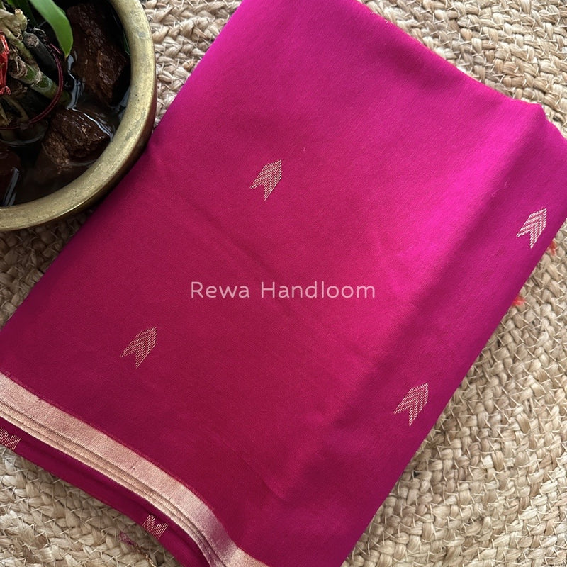 Dark Pink Zari Butti Maheshwari Saree VBS034