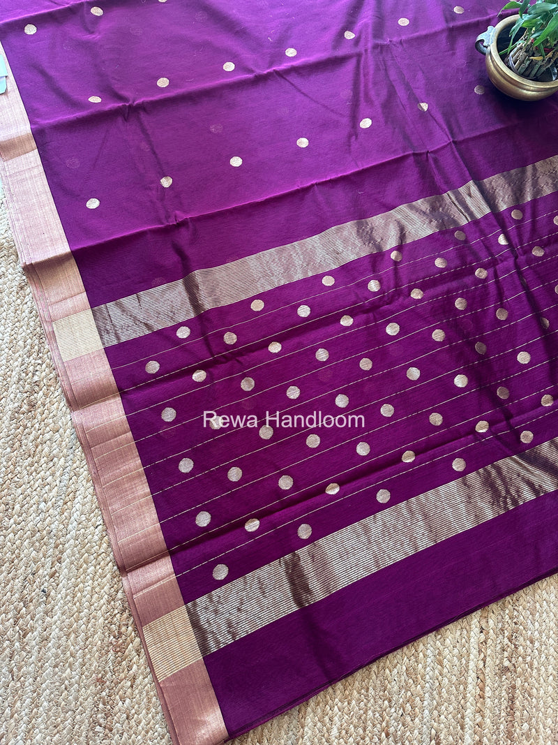 Wine Chanderi Butta Zari Border Saree BSC02