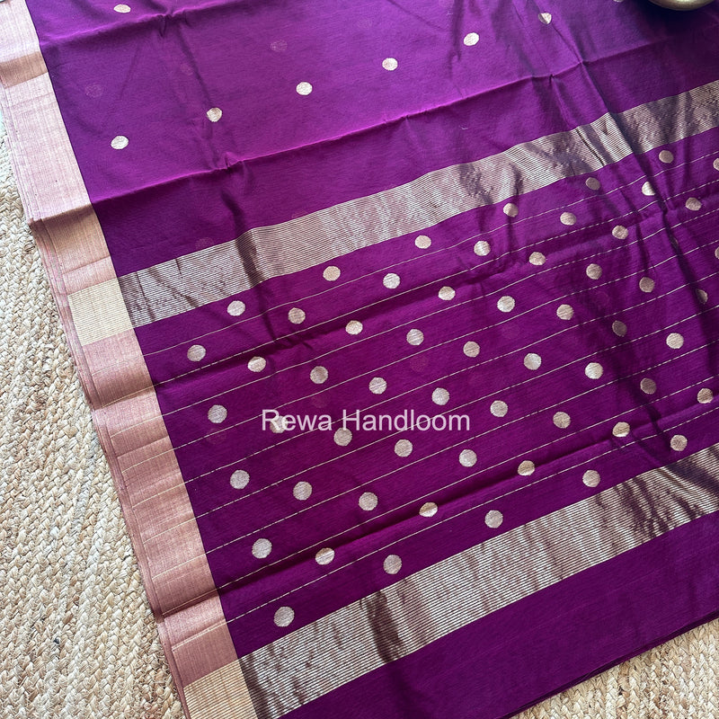Wine Chanderi Butta Zari Border Saree BSC02