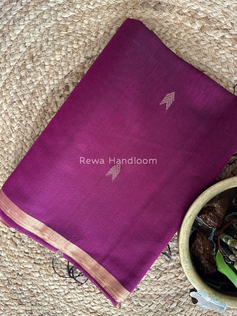 Magenta Zari Butti Maheshwari Saree VBS033