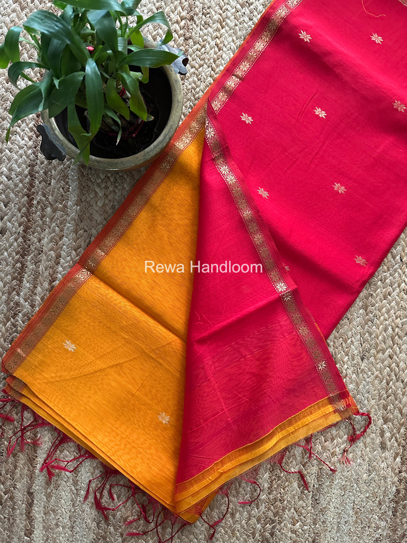 Orange Star Butti Maheshwari Saree SSB038