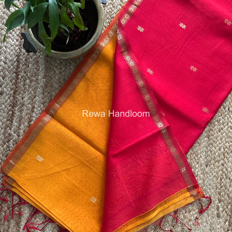 Orange Star Butti Maheshwari Saree SSB038