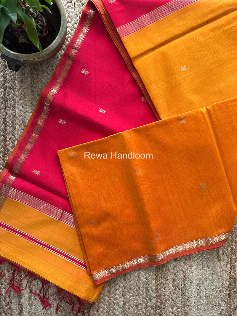Orange Star Butti Maheshwari Saree SSB038
