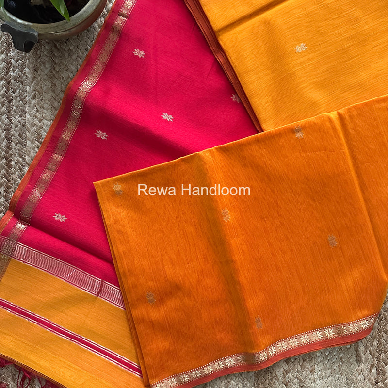 Orange Star Butti Maheshwari Saree SSB038