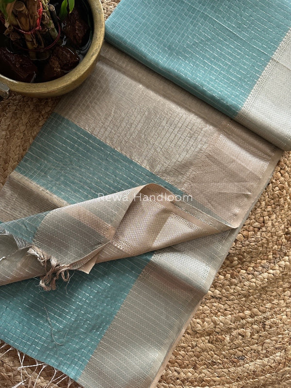 Maheshwari Silver Zari Checks Silk Saree