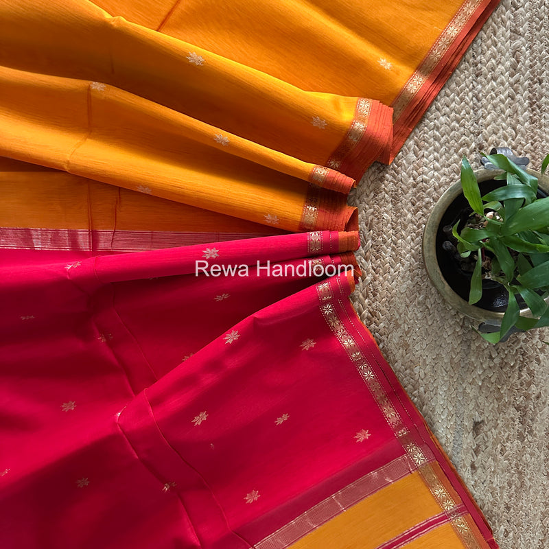 Orange Star Butti Maheshwari Saree SSB038