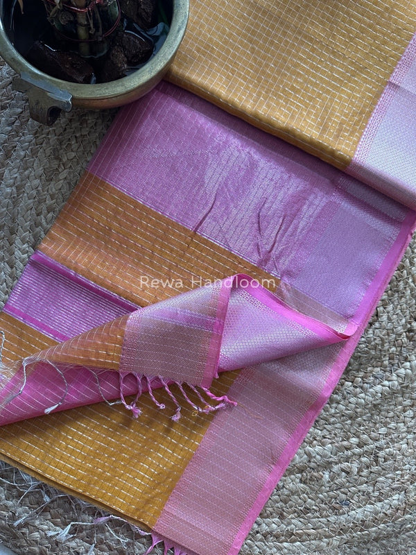 Maheshwari Silver Zari Checks Silk Saree