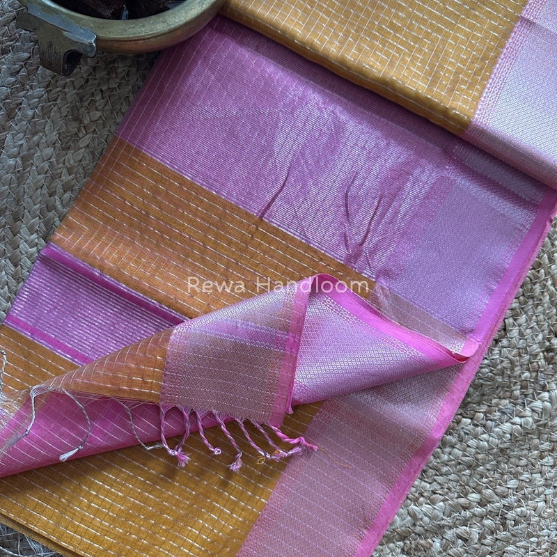 Maheshwari Silver Zari Checks Silk Saree