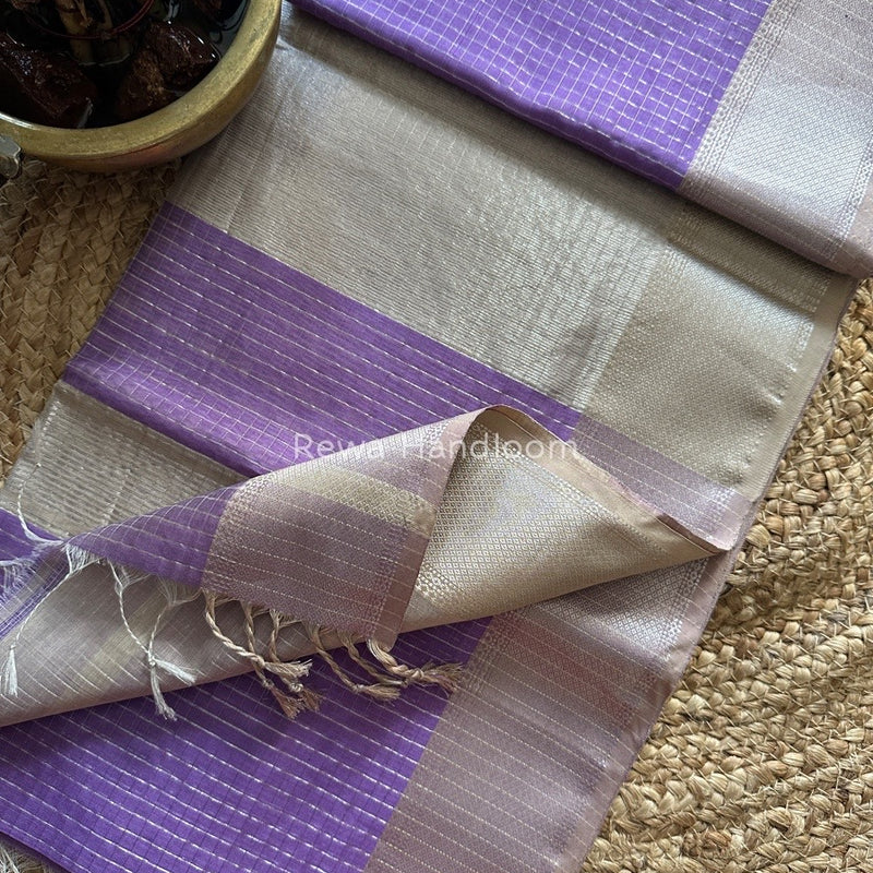 Maheshwari Silver Zari Checks Silk Saree
